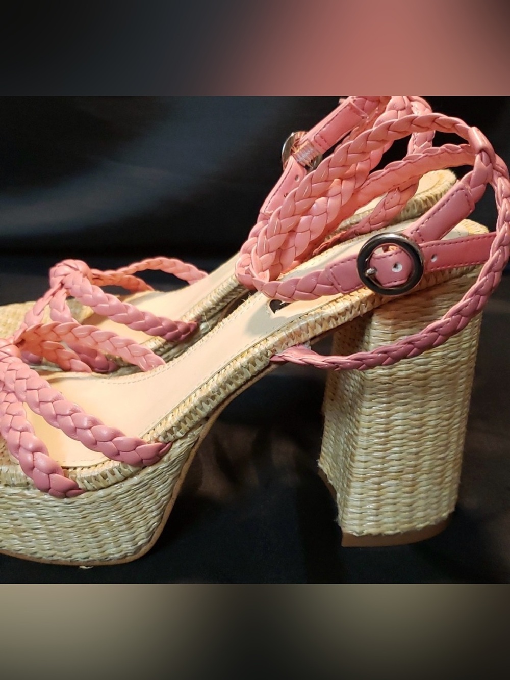 Nine West Pink Platform Retro Pinup Girl Wedges - Picture 2 of 6